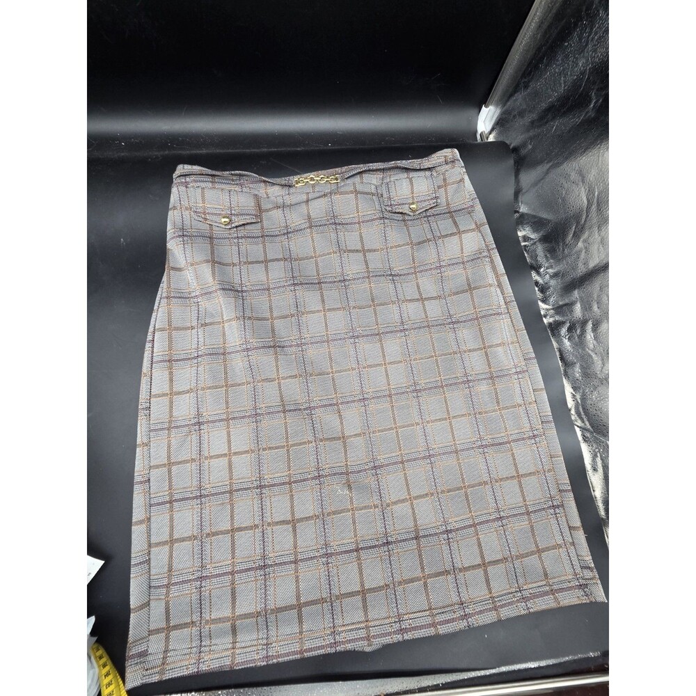 Cato Woman 18 20 Pencil Skirt Plaid Gold Accents